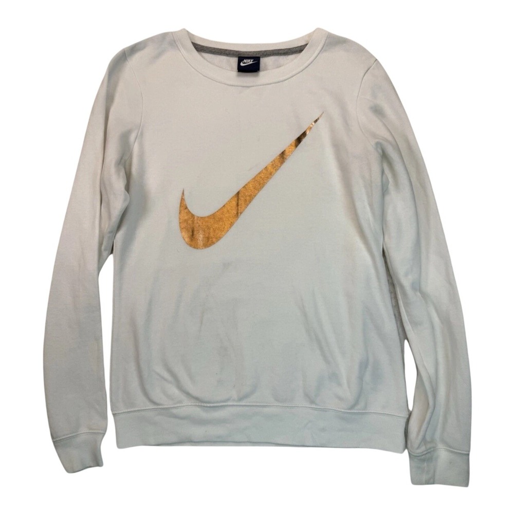Nike Woman's Small Sweatshirt Cotton Blend‎ Metallic Swoosh